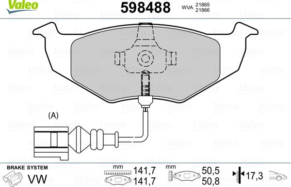 Valeo 598488 - Kit de plaquettes de frein, frein à disque cwaw.fr