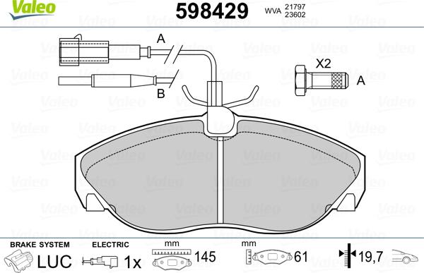 Valeo 598429 - Kit de plaquettes de frein, frein à disque cwaw.fr