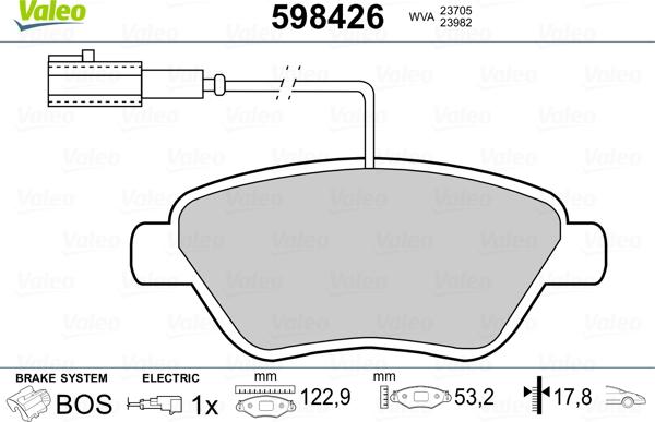 Valeo 598426 - Kit de plaquettes de frein, frein à disque cwaw.fr