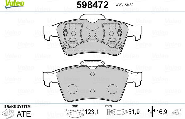 Valeo 598472 - Kit de plaquettes de frein, frein à disque cwaw.fr