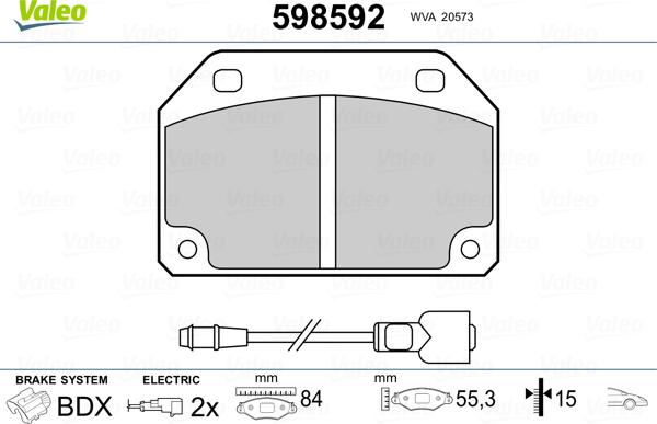 Valeo 598592 - Kit de plaquettes de frein, frein à disque cwaw.fr