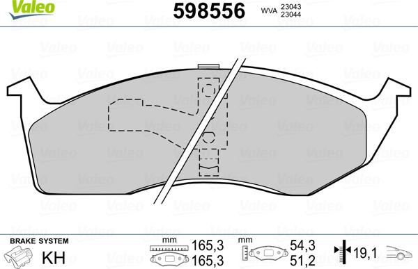 Valeo 598556 - Kit de plaquettes de frein, frein à disque cwaw.fr