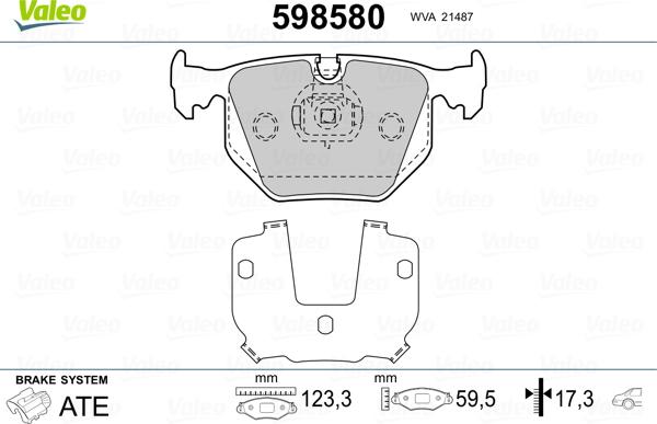 Valeo 598580 - Kit de plaquettes de frein, frein à disque cwaw.fr