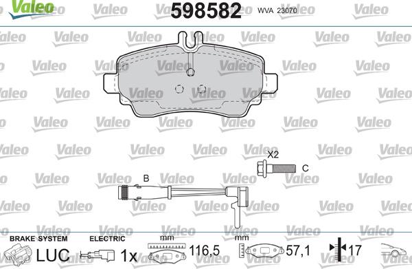 Valeo 598582 - Kit de plaquettes de frein, frein à disque cwaw.fr