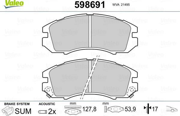 Valeo 598691 - Kit de plaquettes de frein, frein à disque cwaw.fr