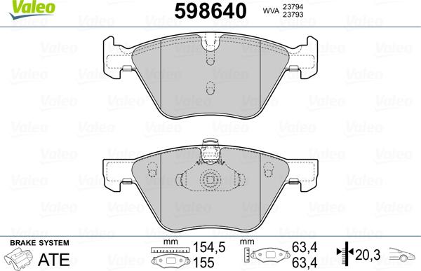 Valeo 598640 - Kit de plaquettes de frein, frein à disque cwaw.fr