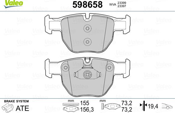 Valeo 598658 - Kit de plaquettes de frein, frein à disque cwaw.fr