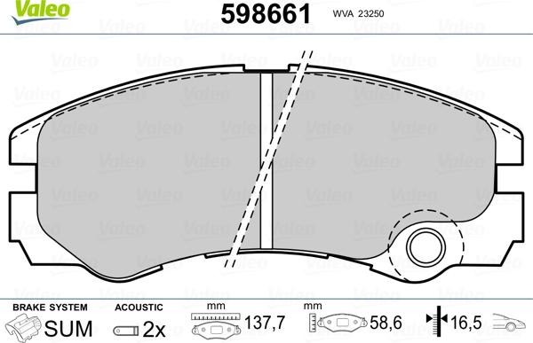 Valeo 598661 - Kit de plaquettes de frein, frein à disque cwaw.fr