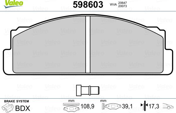 Valeo 598603 - Kit de plaquettes de frein, frein à disque cwaw.fr