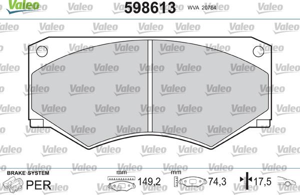 Valeo 598613 - Kit de plaquettes de frein, frein à disque cwaw.fr