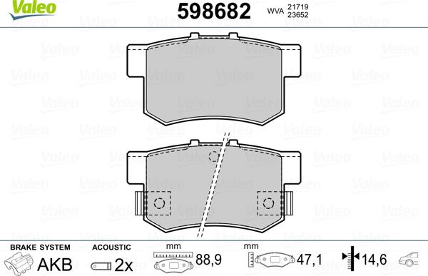 Valeo 598682 - Kit de plaquettes de frein, frein à disque cwaw.fr