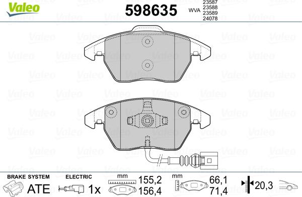 Valeo 598635 - Kit de plaquettes de frein, frein à disque cwaw.fr