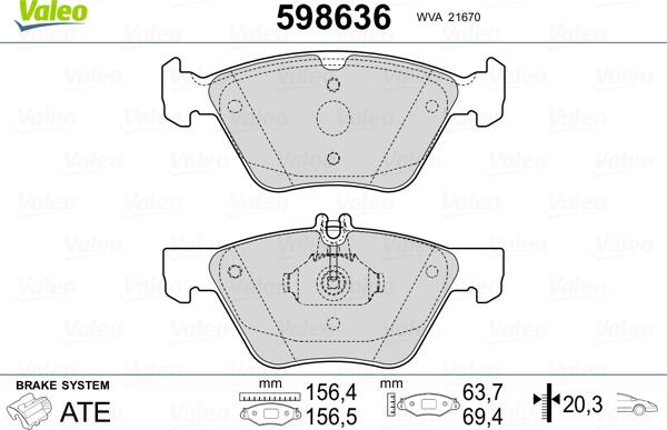 Valeo 598636 - Kit de plaquettes de frein, frein à disque cwaw.fr