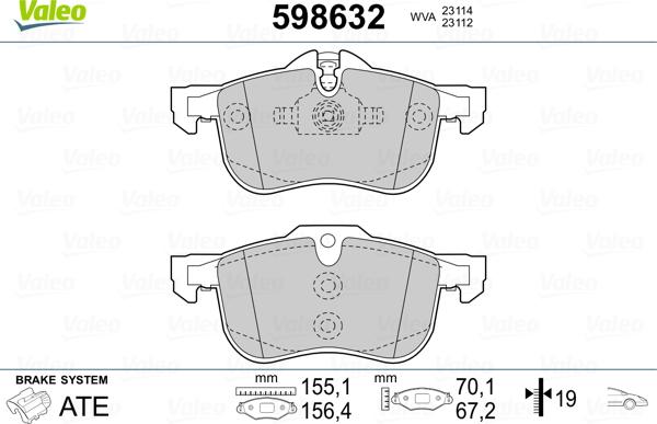 Valeo 598632 - Kit de plaquettes de frein, frein à disque cwaw.fr