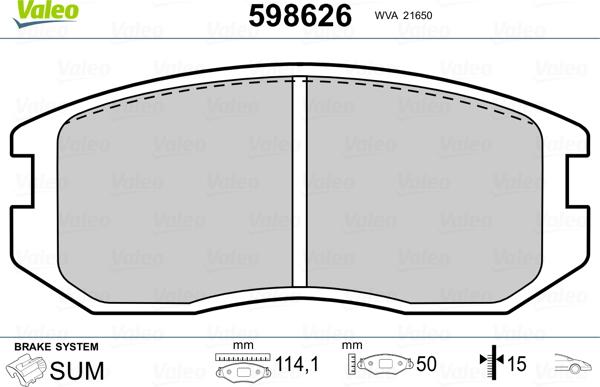 Valeo 598626 - Kit de plaquettes de frein, frein à disque cwaw.fr