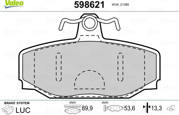 Valeo 598621 - Kit de plaquettes de frein, frein à disque cwaw.fr