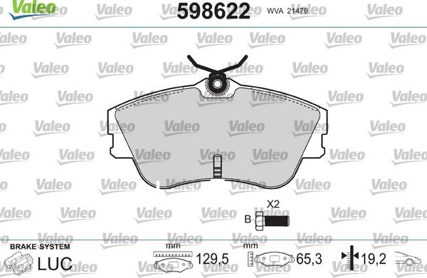 Valeo 598622 - Kit de plaquettes de frein, frein à disque cwaw.fr