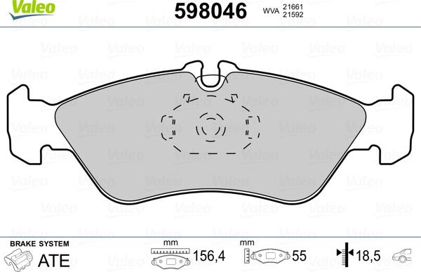 Valeo 598046 - Kit de plaquettes de frein, frein à disque cwaw.fr