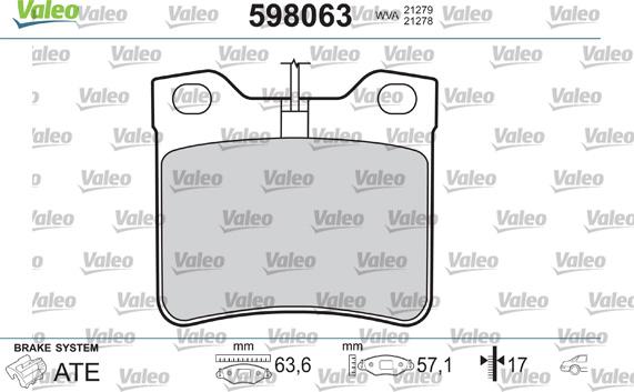 Valeo 598063 - Kit de plaquettes de frein, frein à disque cwaw.fr