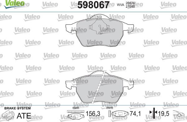 Valeo 598067 - Kit de plaquettes de frein, frein à disque cwaw.fr