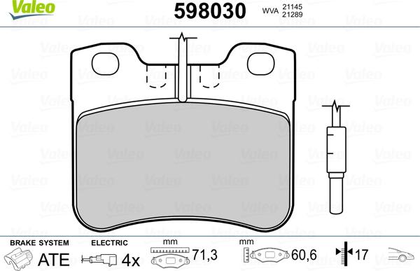 Valeo 598030 - Kit de plaquettes de frein, frein à disque cwaw.fr