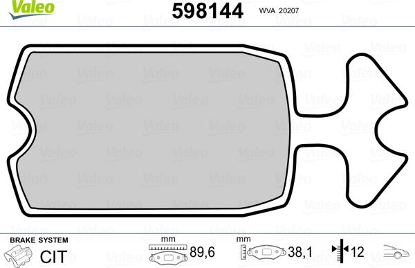 Valeo 598144 - Kit de plaquettes de frein, frein à disque cwaw.fr