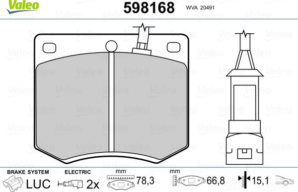 Valeo 598168 - Kit de plaquettes de frein, frein à disque cwaw.fr