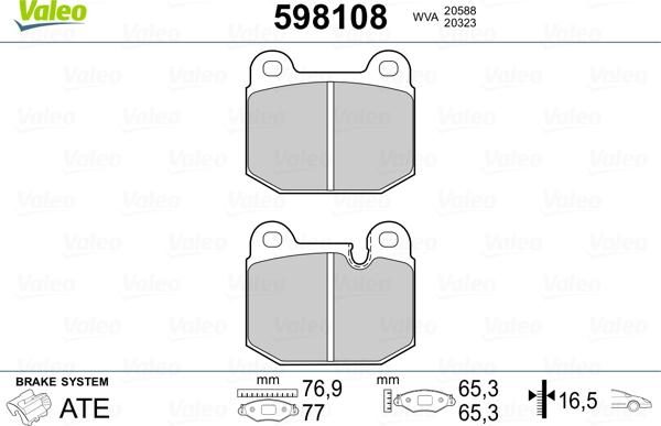 Valeo 598108 - Kit de plaquettes de frein, frein à disque cwaw.fr