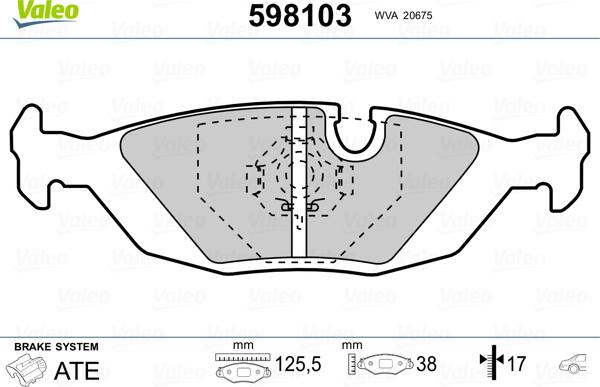 Valeo 598103 - Kit de plaquettes de frein, frein à disque cwaw.fr