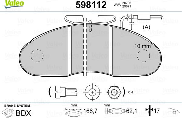 Valeo 598112 - Kit de plaquettes de frein, frein à disque cwaw.fr