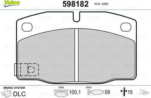 Valeo 598182 - Kit de plaquettes de frein, frein à disque cwaw.fr