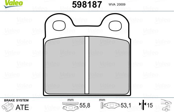 Valeo 598187 - Kit de plaquettes de frein, frein à disque cwaw.fr