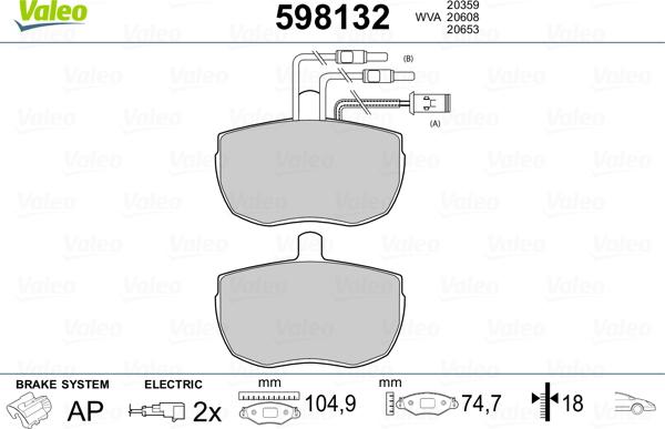 Valeo 598132 - Kit de plaquettes de frein, frein à disque cwaw.fr