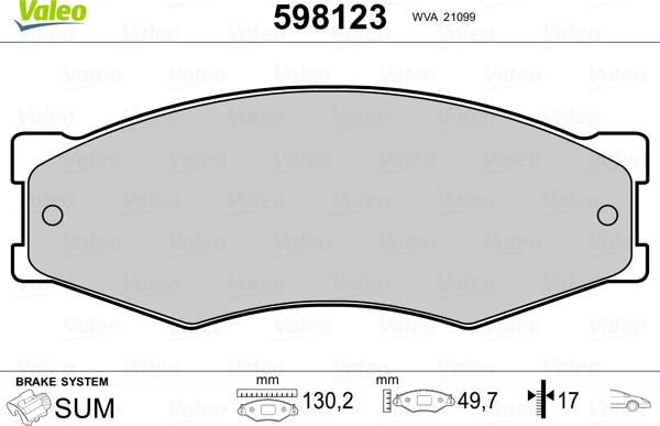 Valeo 598123 - Kit de plaquettes de frein, frein à disque cwaw.fr