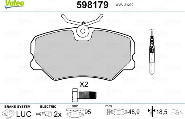 Valeo 598179 - Kit de plaquettes de frein, frein à disque cwaw.fr