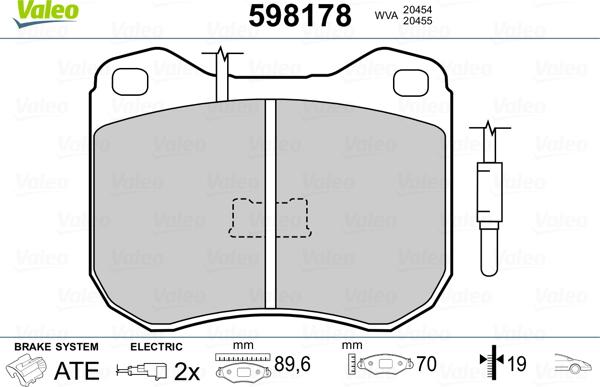 Valeo 598178 - Kit de plaquettes de frein, frein à disque cwaw.fr