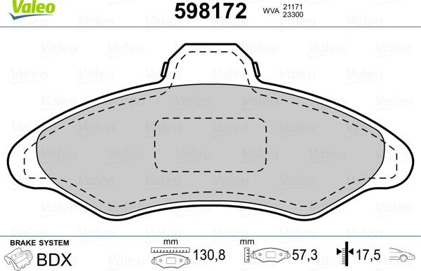 Valeo 598172 - Kit de plaquettes de frein, frein à disque cwaw.fr