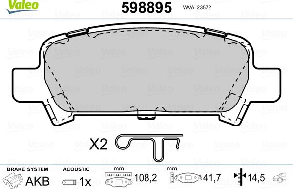 Valeo 598895 - Kit de plaquettes de frein, frein à disque cwaw.fr