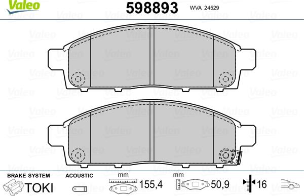 Valeo 598893 - Kit de plaquettes de frein, frein à disque cwaw.fr