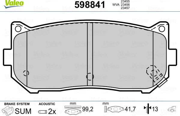 Valeo 598841 - Kit de plaquettes de frein, frein à disque cwaw.fr