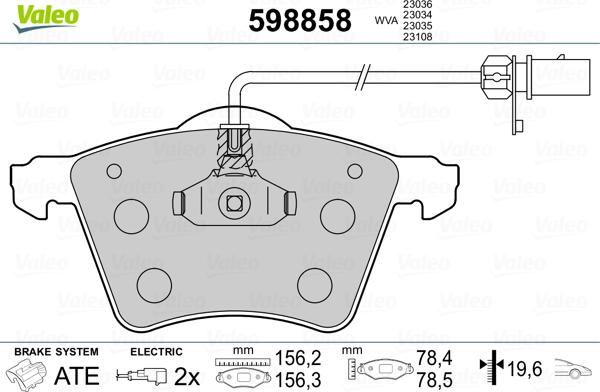 Valeo 598858 - Kit de plaquettes de frein, frein à disque cwaw.fr