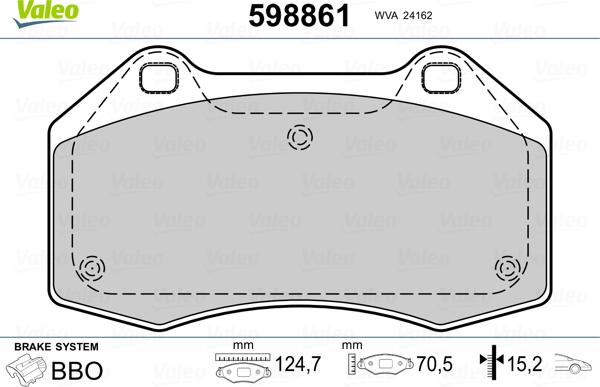 Valeo 598861 - Kit de plaquettes de frein, frein à disque cwaw.fr