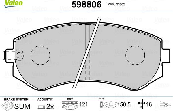 Valeo 598806 - Kit de plaquettes de frein, frein à disque cwaw.fr