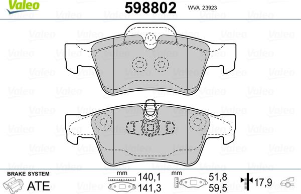 Valeo 598802 - Kit de plaquettes de frein, frein à disque cwaw.fr