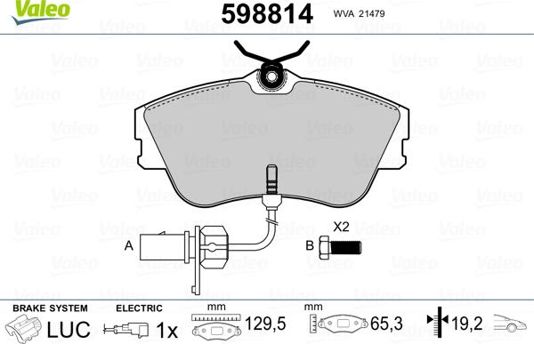 Valeo 598814 - Kit de plaquettes de frein, frein à disque cwaw.fr