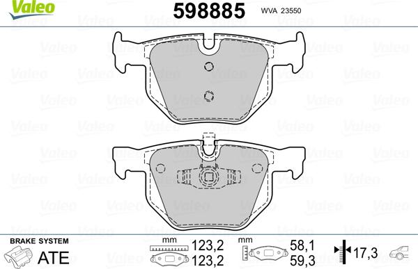 Valeo 598885 - Kit de plaquettes de frein, frein à disque cwaw.fr