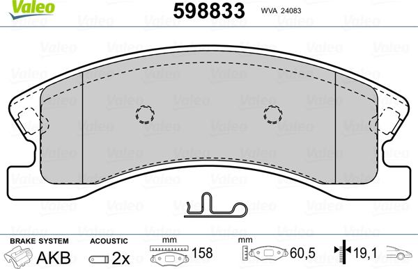 Valeo 598833 - Kit de plaquettes de frein, frein à disque cwaw.fr