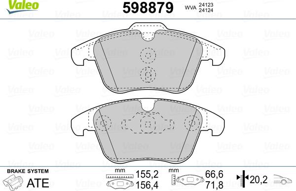 Valeo 598879 - Kit de plaquettes de frein, frein à disque cwaw.fr