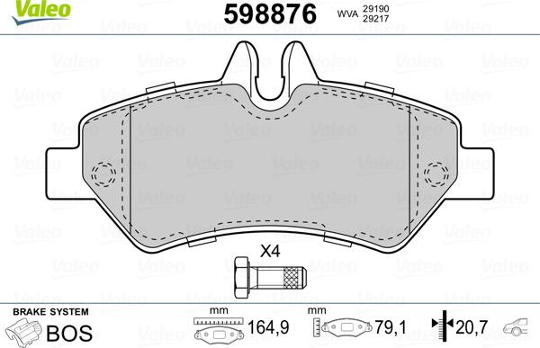 Valeo 598876 - Kit de plaquettes de frein, frein à disque cwaw.fr