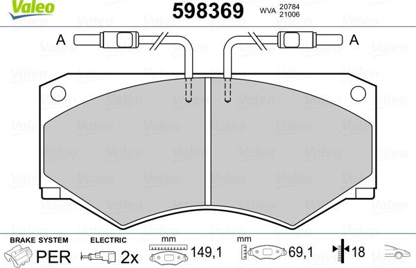 Valeo 598369 - Kit de plaquettes de frein, frein à disque cwaw.fr